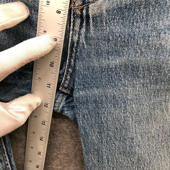 Zara High Waisted Straight Jeans Womens Size 4 Blue Button Fly Raw Hem Light - Picture 8 of 9